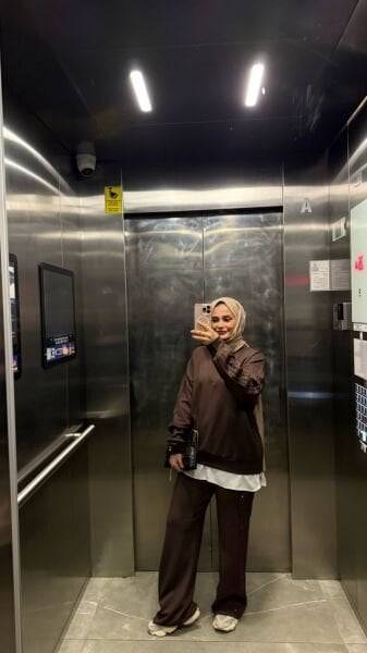 Pullu Modal Takım Kahverengi