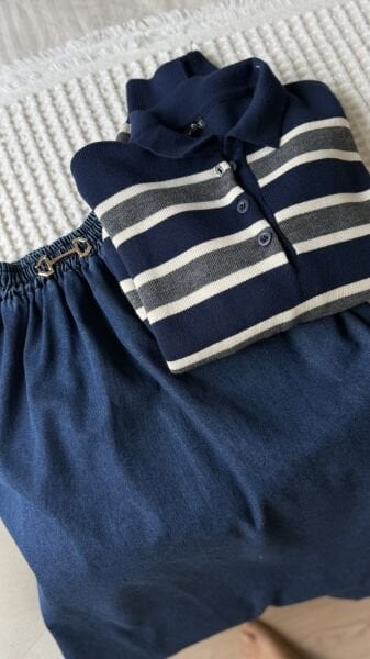 Lacivert Çizgili Kazak