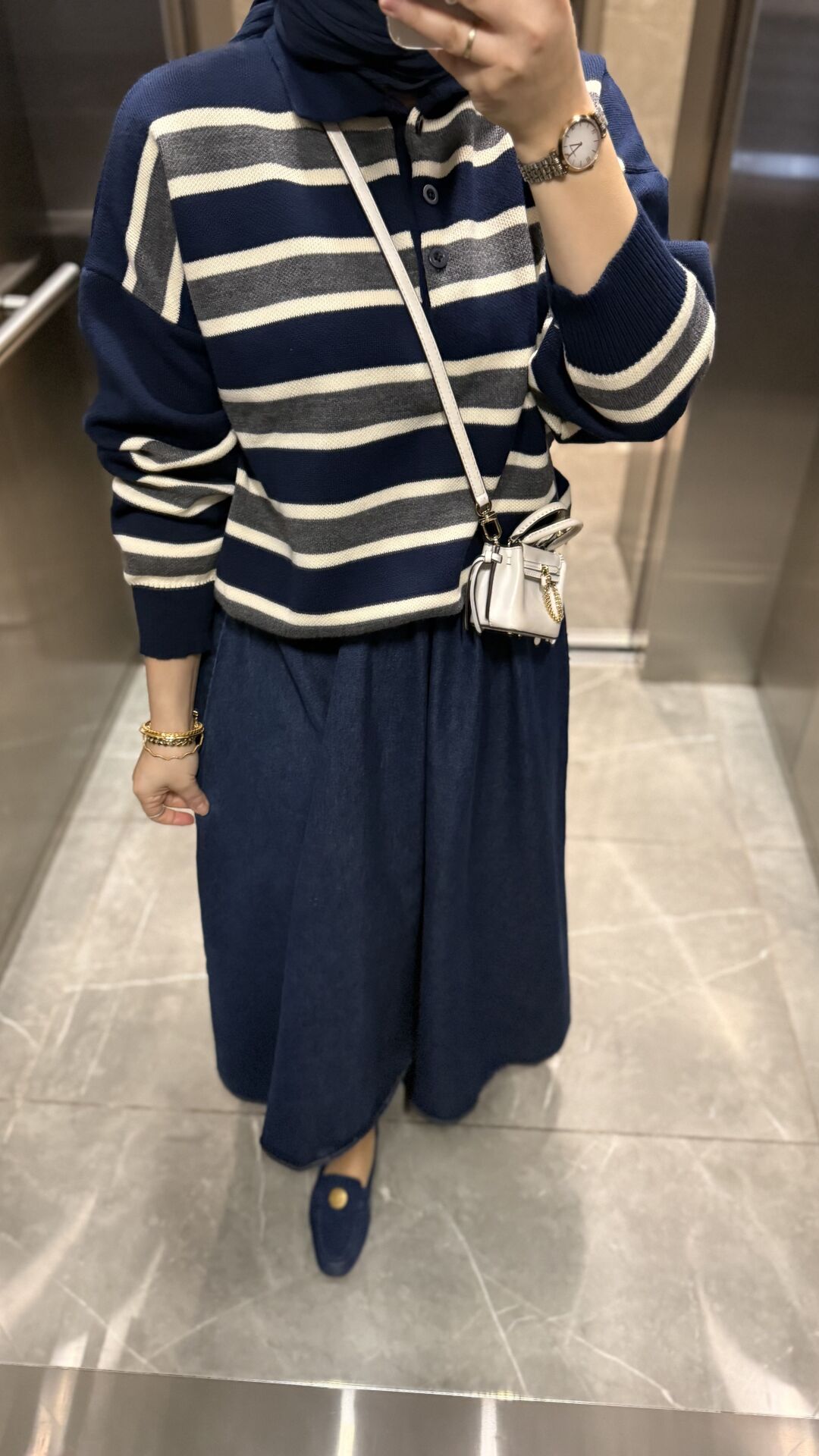 Lacivert Çizgili Kazak