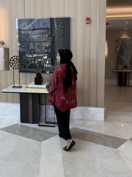 İşlemeli Kimono Bordo ÖN SİPARİŞ
