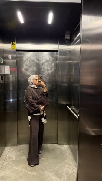 Yanları Fitilli Modal Takım Kahverengi