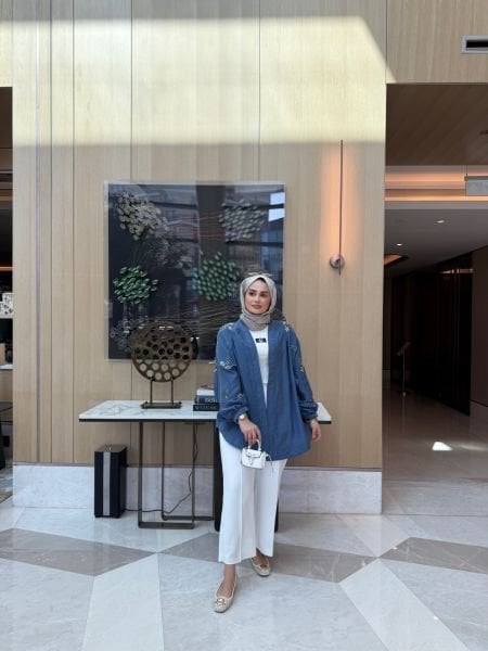İşlemeli Kimono İndigo