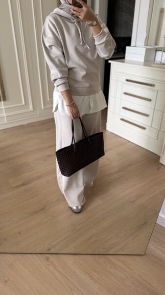 Yanları Fitilli Modal Takım Bej