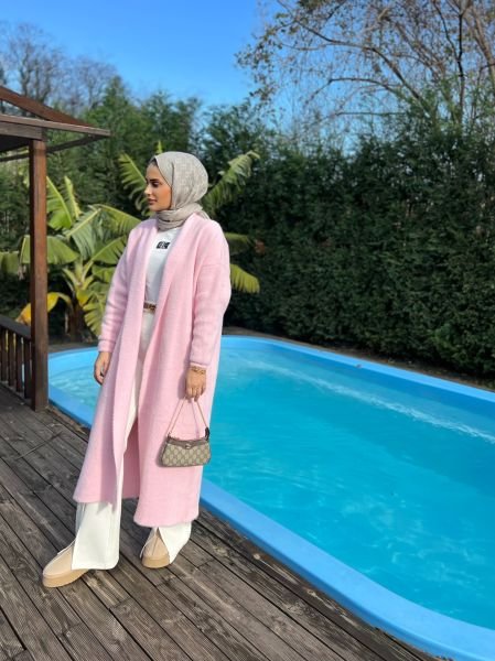 Şal Yaka Hırka Pembe