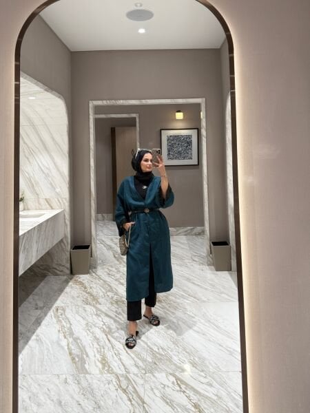 Pul Detaylı Keten Kimono