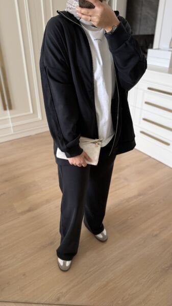 Fermuarlı Oyhs Takım Siyah