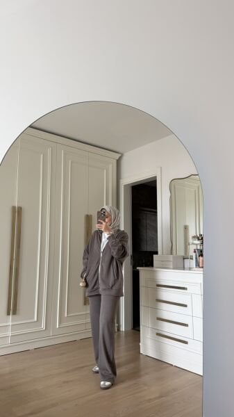 Fermuarlı Oyhs Takım Kahverengi