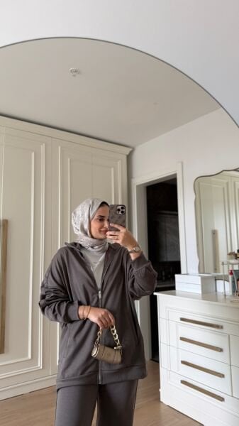 Fermuarlı Oyhs Takım Kahverengi