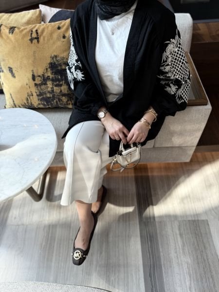 İşlemeli Kimono Siyah