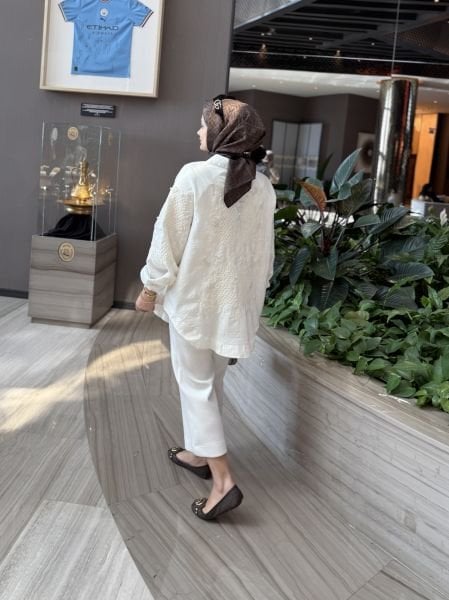 İşlemeli Kimono Naturel