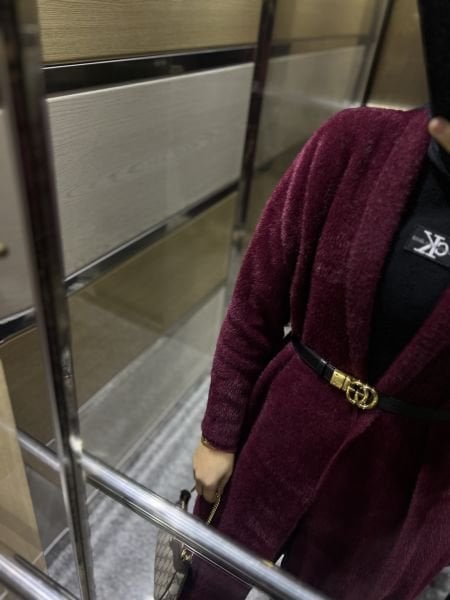 Şal Yaka Hırka Bordo