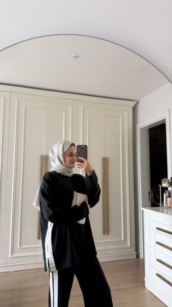 Nervürlü Eşofman Takımı Siyah