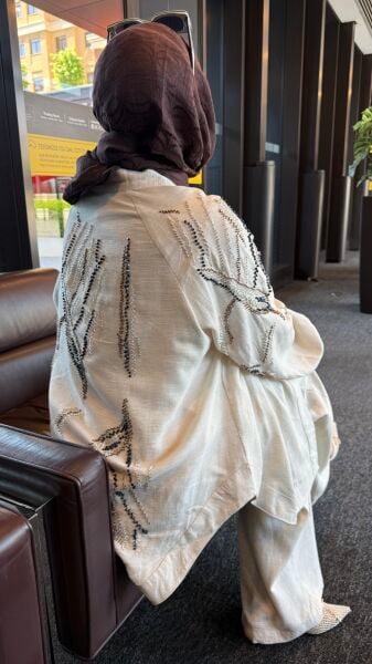 Naturel Taşlı Kimono Takım