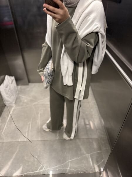 Nervürlü Eşofman Takımı Haki