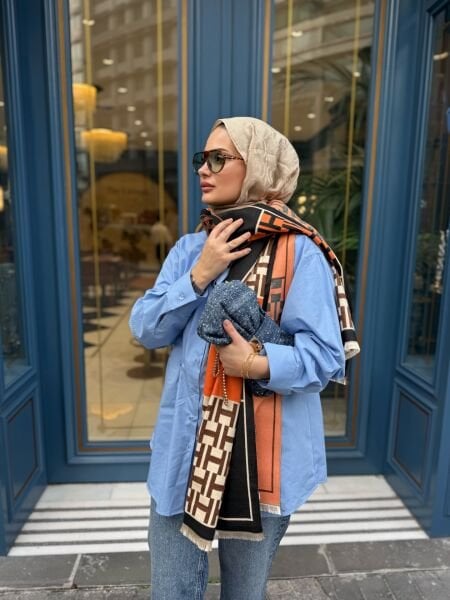 Pamuklu Oversize Gömlek Mavi