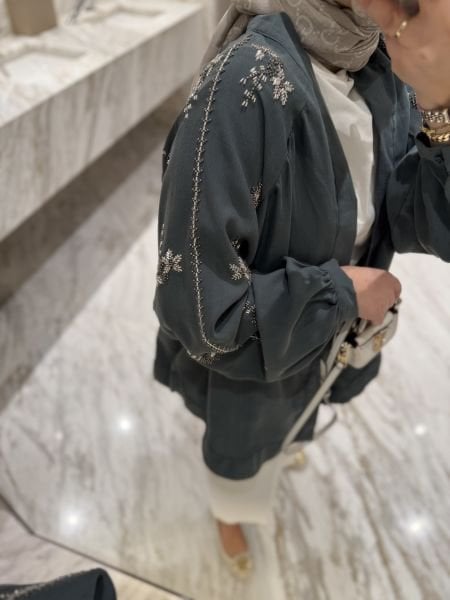 İşlemeli Kimono Haki Ön SİPARİŞ
