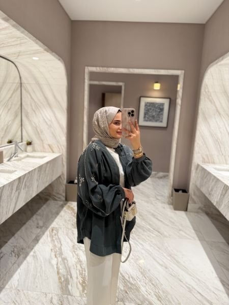 İşlemeli Kimono Haki Ön SİPARİŞ