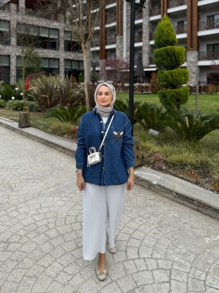 Arılı Denim Gömlek